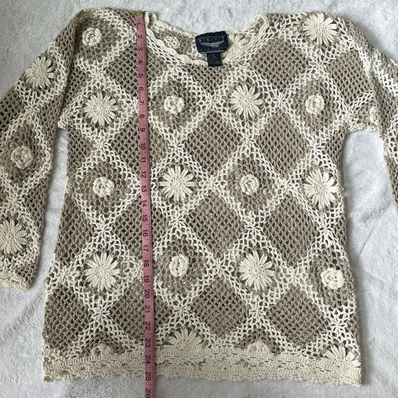 Vintage 90’s Granny Knit Crochet Breathable Resort Wear Boho Swimsuit Cover Up M - Picture 7 of 8